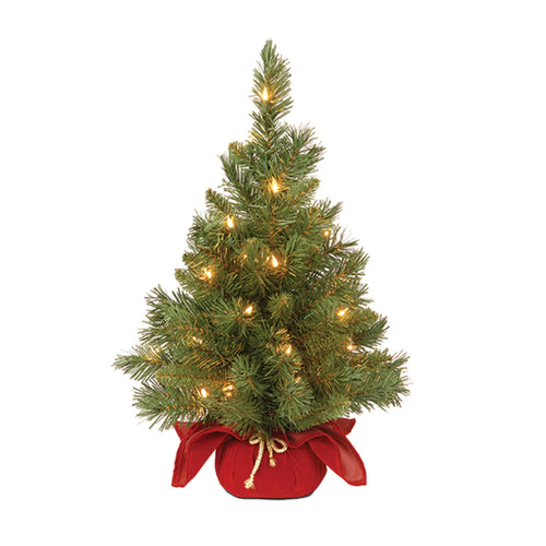 2 ft. Pre-Lit Majestic Fir Tree with Clear Lights, Burgandy Base, Plug-In - holiday-lighting